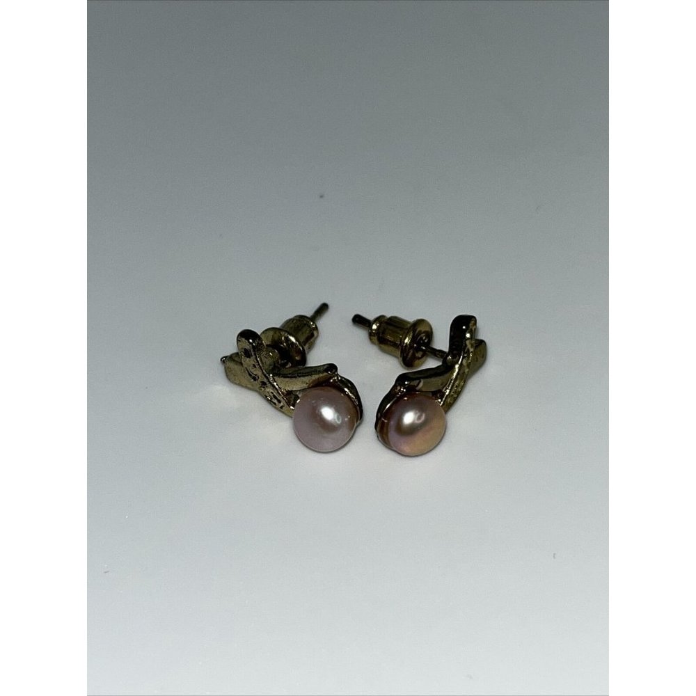 Vintage Lot Of 8 Gold Tone Pierced Earrings w/ Faux Pearls Unbranded - Picture 12 of 12